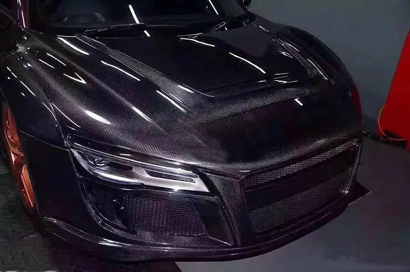 For  R8 V8 V10 2007-2015 Auto Front Engine Bonnet Hood Cover Carbon Fiber